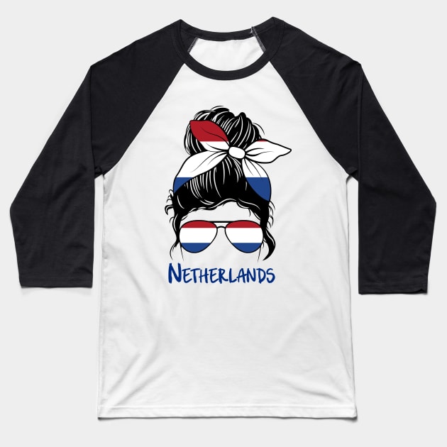 Netherlands girl, Netherlands Flag, Netherlands gift heritage,   Dutch girlfriend, Baseball T-Shirt by JayD World